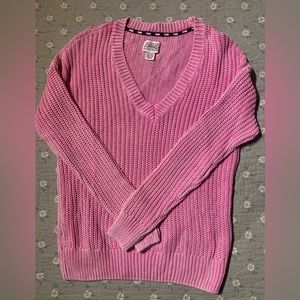 Pink Victoria’s Secret v neck oversized sweater - small pink